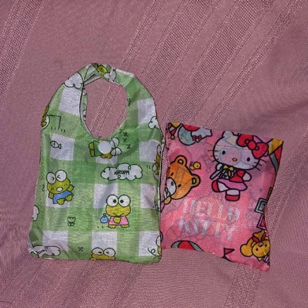 Hello Kitty and Keroppi Tote Bags - Pink and Green
